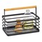 mDesign Metal Wire Storage Baskets with Wood Handle for Kitchen, Black/Natural